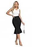 Hybrid & Company Womens Premium Nylon Ponte Stretch Office Fishtail Pencil Skirt KSK45010 1073T Black XL