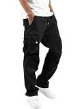 HOTake Mens Cargo Pants Casual Elastic Waist Baggy Hiking Pants Men XL(38) Black