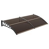 VINGLI Window Awning Door Canopy Exterior, 40" x 80" Awnings for Doors Polycarbonate Cover Patio Door Awning Rain Snow Sunlight Protection Hollow Sheet (Brown Board & Black Bracket)