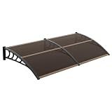 VINGLI Window Awning Door Canopy Exterior, 40" x 80" Awnings for Doors Polycarbonate Cover Patio Door Awning Rain Snow Sunlight Protection Hollow Sheet (Brown Board & Black Bracket)