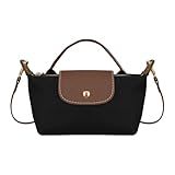 Energather Mini Crossbody Bags for Women, Top Handle Small Crossbody Purse with Adjustable Strap, Nylon Small Handbags (Black)