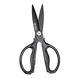 MITSUMOTO SAKARI Japanese Kitchen Scissors, All Purpose, Black Titanium Plated Heavy Duty, Multipurpose Cooking and Herb Scissors with Micro Serrated Edge