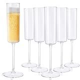 Ciaell 24 Pack Plastic Champagne Flutes - Clear 6 Oz Disposable Champagne Glasses - Square Plastic Toasting Glasses for Party Birthday Anniversary Wedding
