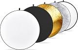 NEEWER 43 Inch/110 Centimeter Light Reflector Diffuser 5 in 1 Collapsible Multi Disc with Bag - Translucent, Silver, Gold, White, and Black for Studio Photography Lighting Outdoor