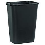Rubbermaid Commercial Wastebasket Trash Container 41QT/10.25 GAL Plastic Black Stackable Trash Can for Bedroom/Bathroom/Office Fits Under Desk/Sink/Cabinet