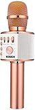 BONAOK Wireless Bluetooth Karaoke Microphone,3-in-1 Portable Handheld Karaoke Mic Speaker Machine Home Party Birthday for All Smartphones PC(Q37 Rose Gold)