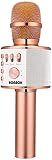 BONAOK Wireless Bluetooth Karaoke Microphone,3-in-1 Portable Handheld Karaoke Mic Speaker Machine Home Party Birthday for All Smartphones PC(Q37 Rose Gold)