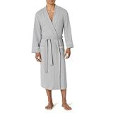 Amazon Essentials Men's Lightweight Waffle Bathrobe (Available in Big & Tall), Light Grey, Medium-Large