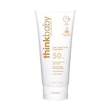 Thinkbaby SPF 50+ Baby Sunscreen, 6 Oz. – Safe, Natural Mineral Sun Cream for Babies - Water Resistant, Broad Spectrum UVA/UVB Sun Protection – Vegan Sunscreen for Kids