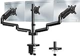 MOUNT PRO Triple Monitor Mount, 3 Monitor Desk Mount for Three Screens up to 32 Inch, Full Motion Gas Spring Heavy Duty Arm Hold up to 19.8lbs Each, Black