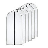 HomeClean Garment Bag (Set of 6) Plastic Garment Bags with Zipper Hanging Clothes Cover Dress Bag for Suits, Coats Closet (24'' x 40'', Black)