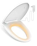 iliD Heated Toilet Seat, Elongated Three Levels of Seat Heating, 3D Curved, Lid and Seat Soft Close, Light-sensitive Night Light, Easy Installation, IPX4