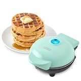 Dash Mini Waffle Maker, 4-Inch Ceramic Nonstick Cooking Surface, Aqua