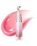 SKINTIFIC Peptide Brightening Lip Serum, Hydrating & Plumping Tinted Lip Gloss, Moisturizing Lip Balm with Polypeptides & Squalane for Glossy Sheer, Smooth Lips(01 Baby Pink)