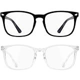 Blue Light Glasses for Woman Men - 2 Pack Bluelight Glasses Womens Mens for Reading Gaming Computer Blue Light Blocking Glasses Fashion Lentes Eyeglasses Anti Eyestrain UV Glare Protection Black Clear
