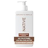 Native Body Lotion, Coconut & Vanilla, 48-Hour Hydration for Dry & Sensitive Skin, Made with Plant-Based Moisturizers like Shea Butter, Silicone & Paraben Free, 16.5 fl oz