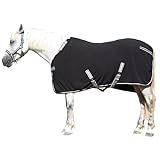 LEAFOREST Horse Fleece Blanket Polar Fleece Cooler Liner Soft Exercise Blankets for Horses Moisture Wicking Sheet in the Barn, Stable, Stall, Pasture, Paddock Black 72 inches