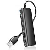 USB Hub 4 Port USB 2.0 Splitter Hub Expander for Laptop Computer Flash Drive Console Printer Camera Keyboard Mouse More 1 to 4 Jack Extender for Charging/Data Sync