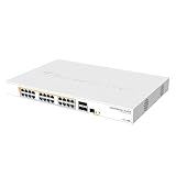 Mikrotik CRS328-24P-4S+RM 24 port Gigabit Ethernet router/switch with four 10Gbps SFP+ ports in 1U rackmount case, Dual Boot and PoE output, 500W