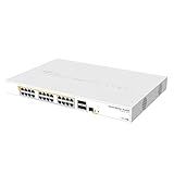 Mikrotik CRS328-24P-4S+RM 24 port Gigabit Ethernet router/switch with four 10Gbps SFP+ ports in 1U rackmount case, Dual Boot and PoE output, 500W