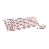 Logitech MK270 Wireless Keyboard and Mouse Combo for Windows, 2.4 GHz, 8 Multimedia Keys, PC, Laptop, Wireless Keyboard Compact Mouse Combo - Rose