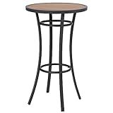 Naga Bahna Outdoor Bar Height Bistro Table, 40-Inch Patio Bar Table Bistro Dining Table Pub Table with Wooden-Like Table Top & Metal Frame