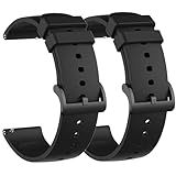 2 Pack Waterproof Bands Compatible with Amazfit Active 2 Band, Soft Silicone Replacement Band for Amazfit Bip 3/3 Pro/Bip U,U Pro/GTR mini, GTS/GTS 4/4 mini/3/2/2e/2 mini Smartwatch (Black/Black)