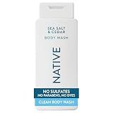 Native Clean Body Wash, Gentle & pH-balanced for Sensitive Skin, 24-Hr Freshness for Men & Women, Vegan & Cruelty-Free, Free of Sulfates, Parabens & Phthalates, Sea Salt & Cedar, 18 fl oz