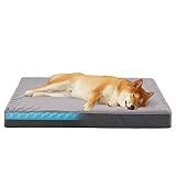 WATANIYA PET Cooling Dog Beds for Large Dogs, Memory Foam Large Sized Dog Bed, Washable Orthopedic Dog Bed for Crate with Joint Relief Memory Foam, Waterproof Liner and Plush Cover(35’’x 22’’)