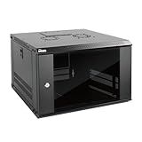 Tecmojo 6U Wall Mount Server Cabinet IT Network Rack Enclosure Lockable Door and Side Panels Black, Cooling Fan, Standard Glass Door, 450mm Depth, for 19” IT Equipment, A/V Devices
