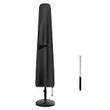 Patio Umbrella Cover, Waterproof Umbrella Covers for 7ft to 9ft Outdoor Umbrellas Market Parasol Covers with Push Rod, Black