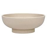 Deobath Large Resin Pedestal Decorative Bowl - Modern Handicraft Bowls for Home Decor - Fruit Bowl for Kitchen Counter - Key Bowl for Entryway Table,Artificial Stone Beige