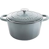 Crock Pot Artisan 5 Quart Enameled Cast Iron Round Dutch Oven, Slate Gray