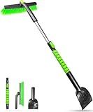 SEAAES 45 Inch Snow Brush with 5.2" Extra Wide Ice Scraper for Car, Extendable Snow Scraper with Foam Grip, 360° Pivoting Brush for SUV Truck Jeep Vehicle Windshield Window - Green