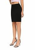 ODCOCD Women's Elastic Waist Stretch Bodycon Midi Knee Length Pencil Skirt/A Shape Skirt (US, Alpha, X-Large, Regular, Regular, Black)