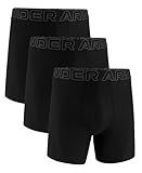 Under Armour Men's Performance Tech Boxerjock Brief Underwear, 6" Inseam, Ultra-Soft, 3-Pack, Black Solid, Large