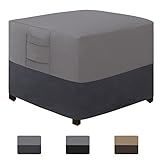 Easy-Going Outdoor Ottoman Cover, Heavy Duty Waterproof Patio Furniture Cover with Padded Handles (1 Pack-25"x25"x17", Gray/Dark Gray)