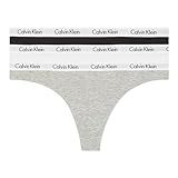 Calvin Klein Women's 3 Pack Carousel Thong Panty, Black/White/Grey Heather, Medium