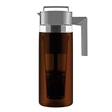 Takeya Deluxe Cold Brew Coffee Maker - BPA-Free Tritan Pitcher with Airtight Leakproof Lid, Silicone Grip Handle, Fine-Mesh Filter - Shatter-Proof, Dishwasher Safe, Made in USA - 2 Quart/Stone