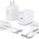 USB C Charger Type C Fast Charging 2 Pack 25W Chargers Block with 2 Pack 6FT USB C to C Cable for iPhone 17 16 15 Pro Max/iPad/Samsung Series and More