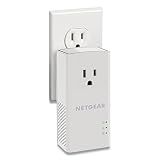 NETGEAR Powerline Adapter Kit, 1200 Mbps Wall-Plug, 1.2 Gigabit Ethernet Ports with Passthrough + Extra Outlet (PLP1200-100PAS)