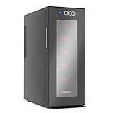 Luztolent 12 Bottles Wine Fridge, Wine Cooler Refrigerator, 46-66℉ Digital Temperature Control & Double-chip Cooling System, 38dB Low Noise, Small Fridge for Kitchen, Condo, RV