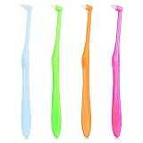 Ouligay 4Pcs End Tuft Toothbrush Adult, End Tuft Brush, Single Tufted Toothbrush Orthodontic Toothbrushes for Braces, Small Head Tiny Interdental Interspace Brush for Detail Cleaning