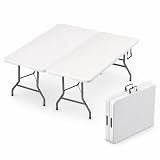 2 PACK of 6 Feet Foldable Table with Built in Handle & Steel Legs | 6FT Heavy Duty Folding Portable | Perfect for Party, Dining, Wedding, Events, Picnic Indoor, Outdoor, Camping, Folding - 6 Foot