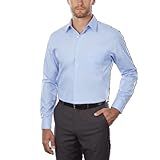 Van Heusen Men's Poplin Regular Fit Solid Point Collar Dress Shirt, Cameo Blue, 16.5" Neck 34"-35" Sleeve