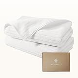 BIOWEAVES 100% Organic Cotton 700 GSM Luxury Ribbed Bath Towel Set for Bathroom 30" x 58" GOTS Certified - White, Pack of 2