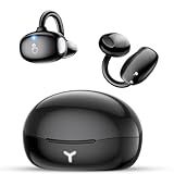 Deep Bass Sound Clip on Earbuds Wireless, Lightweight Open Ear Earbud with Physical Button, Bluetooth 6.0 Headphone Support Dual-Device, 60H Play Time, Waterproof, Ideal for Workout, Running