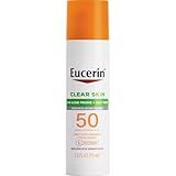 Eucerin Sun Clear Skin Face Sunscreen Lotion SPF 50 for Acne Prone and Oily Skin, Lightweight Sunscreen with Oil-Absorbing Minerals, Won't Cause Breakouts, Hypoallergenic, 2.5 Fl Oz Bottle