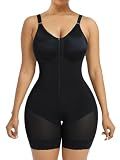 YIANNA Fajas Colombianas Moldeadoras Postpartum Shapewear Tummy Control for Women Full Body Shaper Butt Lifter Compression Garment with Zipper Crotch, YA7283-Black-M