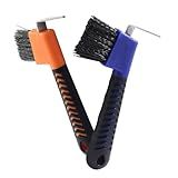 Moicstiy 2 Pcs Horse Hoof Pick Brush with Soft Touch Rubber Handle Portable Hoofpick, Blue & Orange